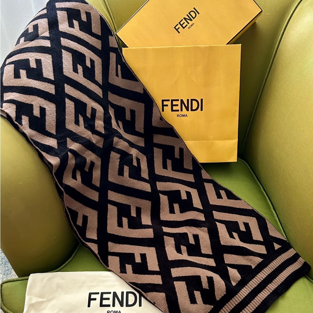 NWOT Fendi FF scarf / shawl 6 ft long with all original box, bag and dust bag.